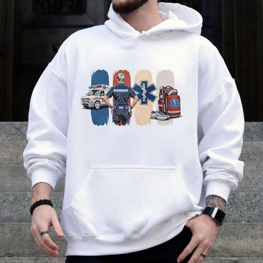 Paramedic Hoodie EMS EMT Graphic Pullover First Responder Star Of Life Hoodie for Men Women