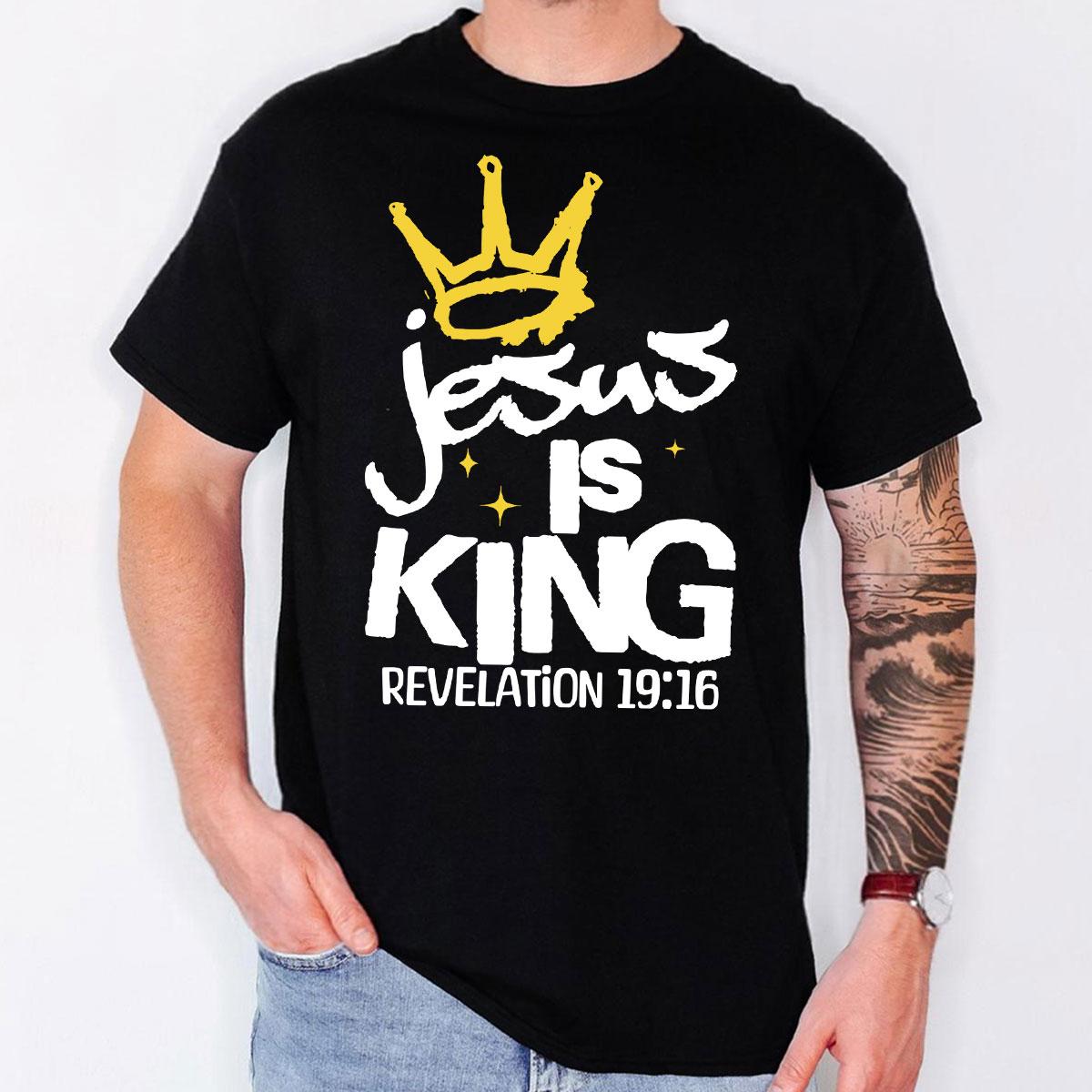 Jesus Is King T Shirt Revelation Bible Verse Christian Graphic Tee for Women Men