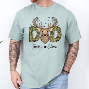 Dad Deer Hunting Shirt, Custom Name Dad T-Shirt, Camo Hunting Dad Tee, Personalized Father’s Day Gift