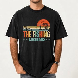 Dad The Man The Myth The Fishing Legend Shirt, Funny Fishing Dad T-Shirt, Retro Fisherman Tee, Father’s Day Gift