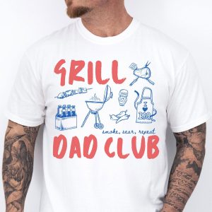Grill Dad Club Shirt, Funny BBQ Dad T-Shirt, Smoke Sear Repeat Tee, Father’s Day Gift for Grill Master