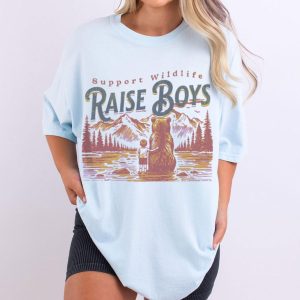 Support Wildlife Raise Boys Shirt, Funny Boy Mom T-Shirt, Outdoors Mama Tee, Mother’s Day Gift for Mom