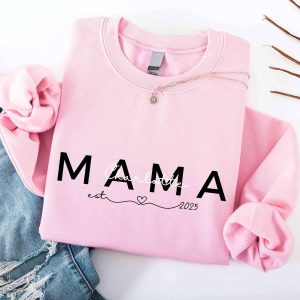 Mama Custom Name Year Sweatshirt, Personalized Mama Sweatshirt, Est Year Mom Pullover, Mother’s Day Gift for Mom